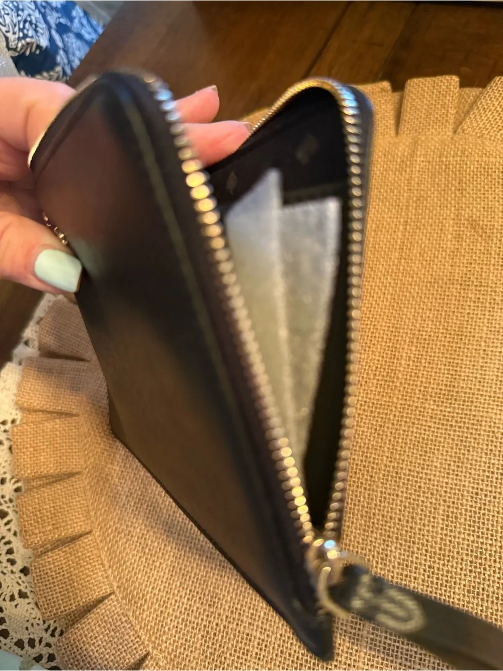 kate spade Black Leather Wristlet Zip Pouch